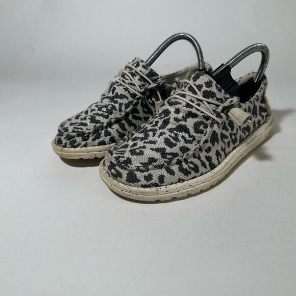 Hey Dude  Wendy Cheetah Print Loafers with Soft Canvas Upper and Flexible Sole - Picture 1 of 10